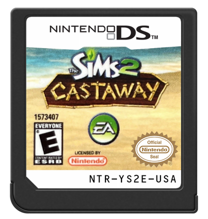 The Sims 2: Castaway cartridge art for Nintendo DS (DS) video game