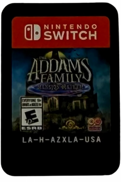 The Addams Family Mansion Mayhem  Nintendo Switch for family friendly action adventure video game fans featuring Gomez Morticia Wednesday and Pugsley spooky mansion exploration cooperative multiplayer platforming challenges puzzle solving colorful environments and classic Addams Family characters collectible gaming appeal game cartridge
