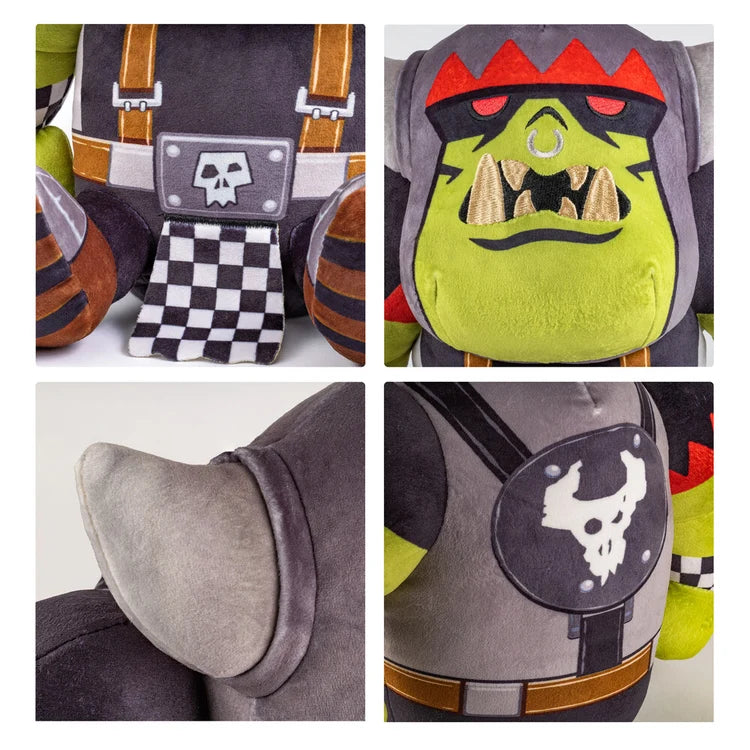 Goff Ork Boy 12 Inch Plush Warhammer 40,000 collectible plush toy featuring Goff Ork Boy character iconic green Ork skin brutal sci fi warrior design grimdark tabletop gaming theme soft stuffed figure 12 inch display size Games Workshop merchandise Warhammer collection shelf decor gaming fan gift and collectible appeal
