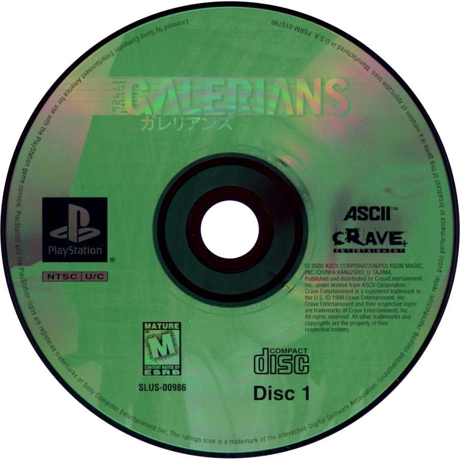 Galerians PlayStation PS1 for survival horror video game fans featuring psychological horror gameplay cinematic storytelling puzzle solving exploration psychic powers tense combat futuristic sci fi setting atmospheric adventure classic horror experience collectible gaming appeal disc 1