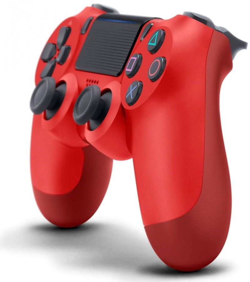 Magma Red DualShock 4 wireless controller for PlayStation 4 gaming console vertical angle