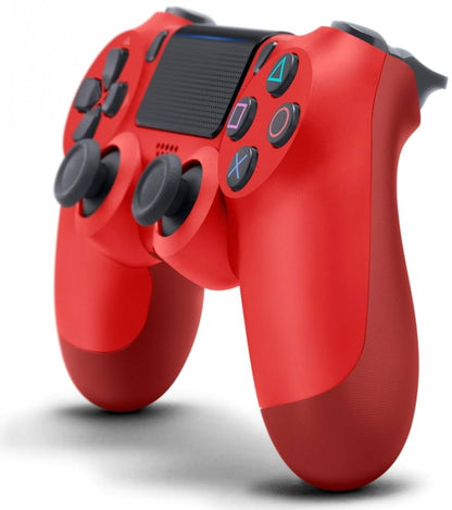 Magma Red DualShock 4 wireless controller for PlayStation 4 gaming console vertical angle