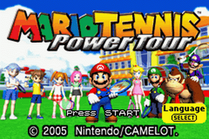 Mario Tennis: Power Tour start screen for Game Boy Advance (GBA) video game