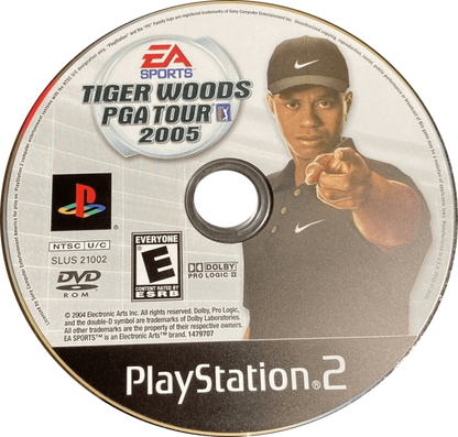 Tiger Woods PGA Tour 2005 – PlayStation 2 (PS2) video game disc, golf sports simulation.