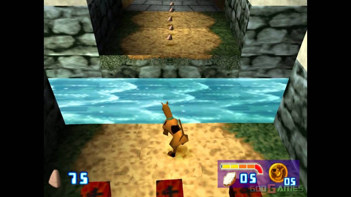 Scooby-Doo! and the Cyber Chase PlayStation 1 PS1 video game, action adventure platformer, mystery-solving gameplay, classic console title gameplay screenshot