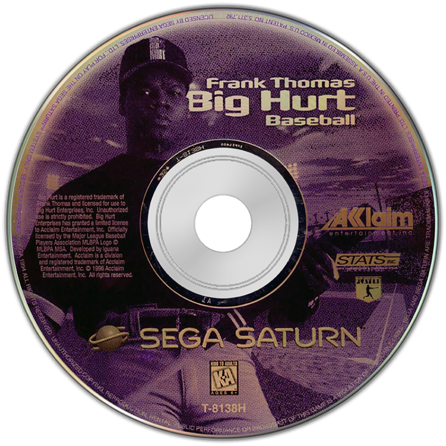 Frank Thomas Big Hurt Baseball disc art for Sega Saturn (SS) video game