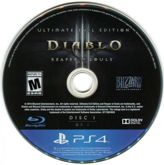 Diablo III: Reaper of Souls [Ultimate Evil Edition] – PlayStation 4 (PS4) video game disc, action RPG by Blizzard Entertainment