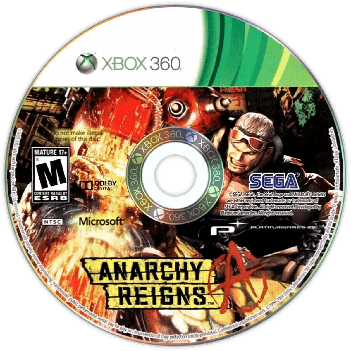 Anarchy Reigns disc for Xbox 360 (X360) beat ’em up action video game