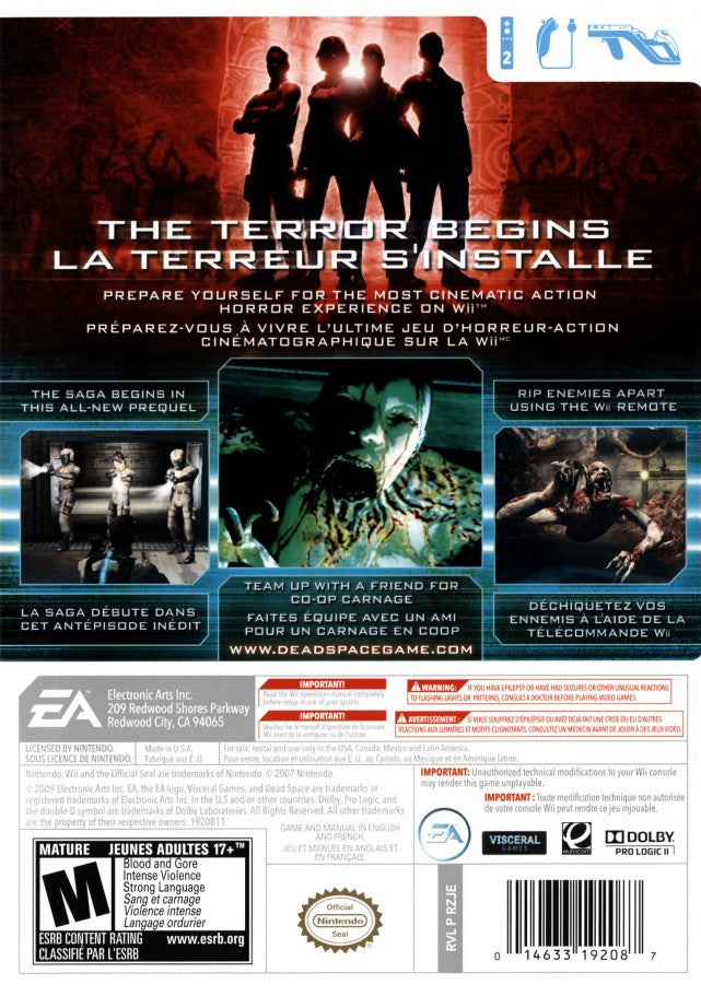 Dead Space Extraction back cover art for Nintendo Wii (Wii) video game