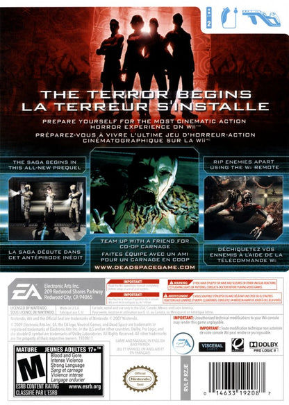 Dead Space Extraction back cover art for Nintendo Wii (Wii) video game