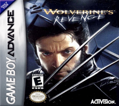 X2 Wolverine's Revenge Game Boy Advance GBA action adventure video game featuring Wolverine mutant abilities claw combat stealth missions powerful enemies boss battles comic book inspired story challenging levels and classic Game Boy Advance GBA gameplay collectible retro gaming appeal front cover art