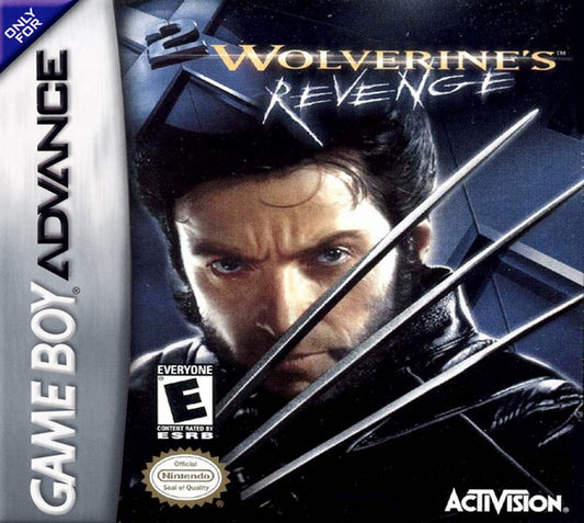 X2 Wolverine's Revenge Game Boy Advance GBA action adventure video game featuring Wolverine mutant abilities claw combat stealth missions powerful enemies boss battles comic book inspired story challenging levels and classic Game Boy Advance GBA gameplay collectible retro gaming appeal front cover art