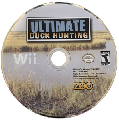 Ultimate Duck Hunting 2009 retro Nintendo Wii video game featuring hunting simulation gameplay, shooting challenges, outdoor sports action and classic Wii entertainment - disc
