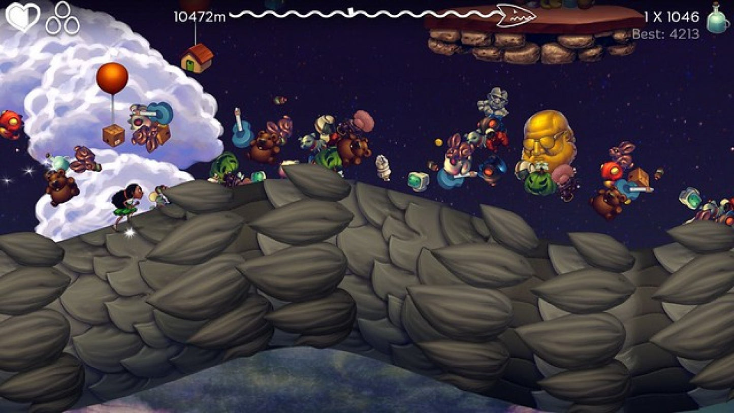 EarthNight Limited Run 379 PS4 game featuring hand-drawn endless runner gameplay, vibrant art style, and an exclusive Limited Run Games collectible release gameplay screenshot