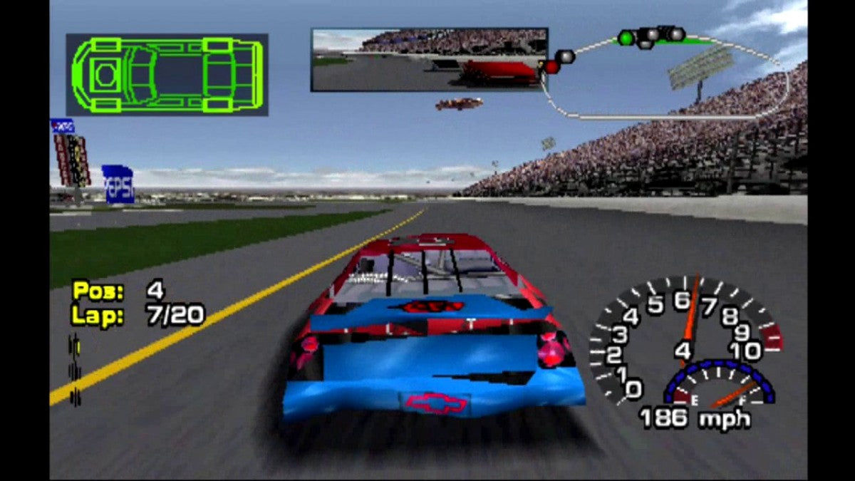 NASCAR Thunder 2003 PlayStation 1 PS1 video game, stock car racing simulation, official NASCAR teams and tracks, console racing title gameplay screenshot