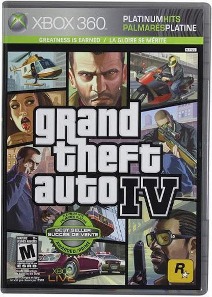 Grand Theft Auto IV [Platinum Hits] cover art for Xbox 360 (X360) open-world action-adventure video game