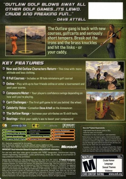 Outlaw Golf 2 back cover art for Xbox (XBOX) video game