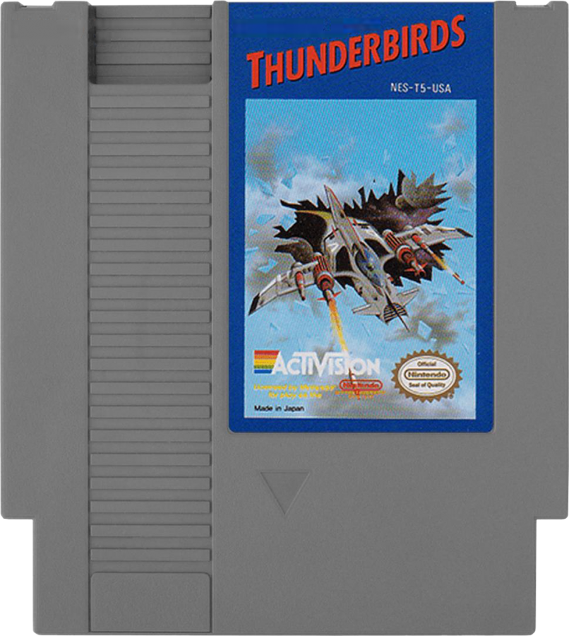 Thunderbirds retro NES video game Thunderbirds sci fi action adventure rescue missions vehicle combat arcade gameplay classic console title Nintendo Entertainment System release cartridge