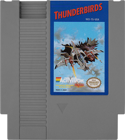 Thunderbirds retro NES video game Thunderbirds sci fi action adventure rescue missions vehicle combat arcade gameplay classic console title Nintendo Entertainment System release cartridge