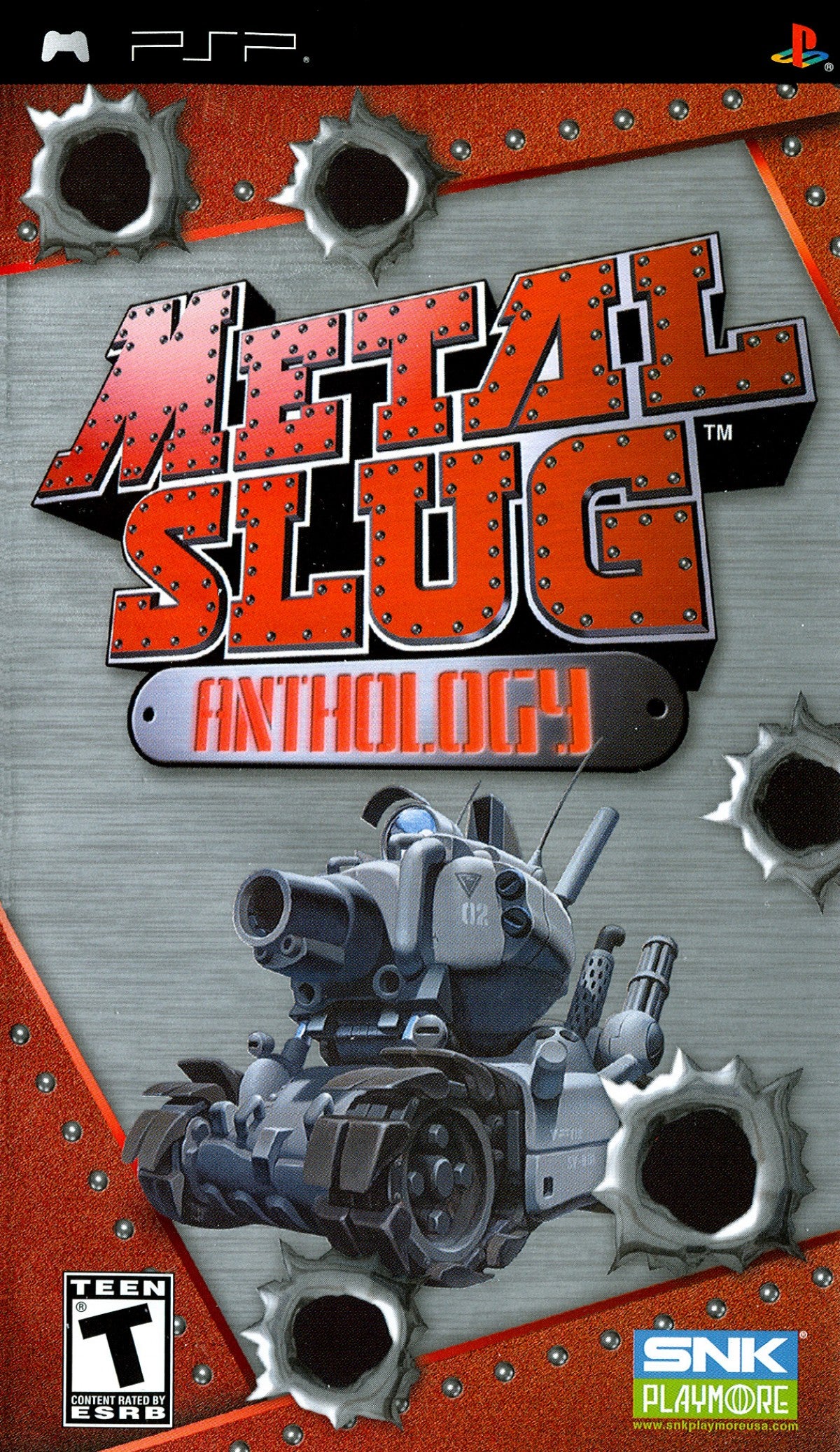 Metal Slug Anthology PlayStation Portable PSP for arcade action shooter video game fans featuring multiple classic Metal Slug games fast paced run and gun combat military missions explosive weapons enemy soldiers vehicles boss battles and cooperative style arcade gameplay collectible gaming appeal front cover art