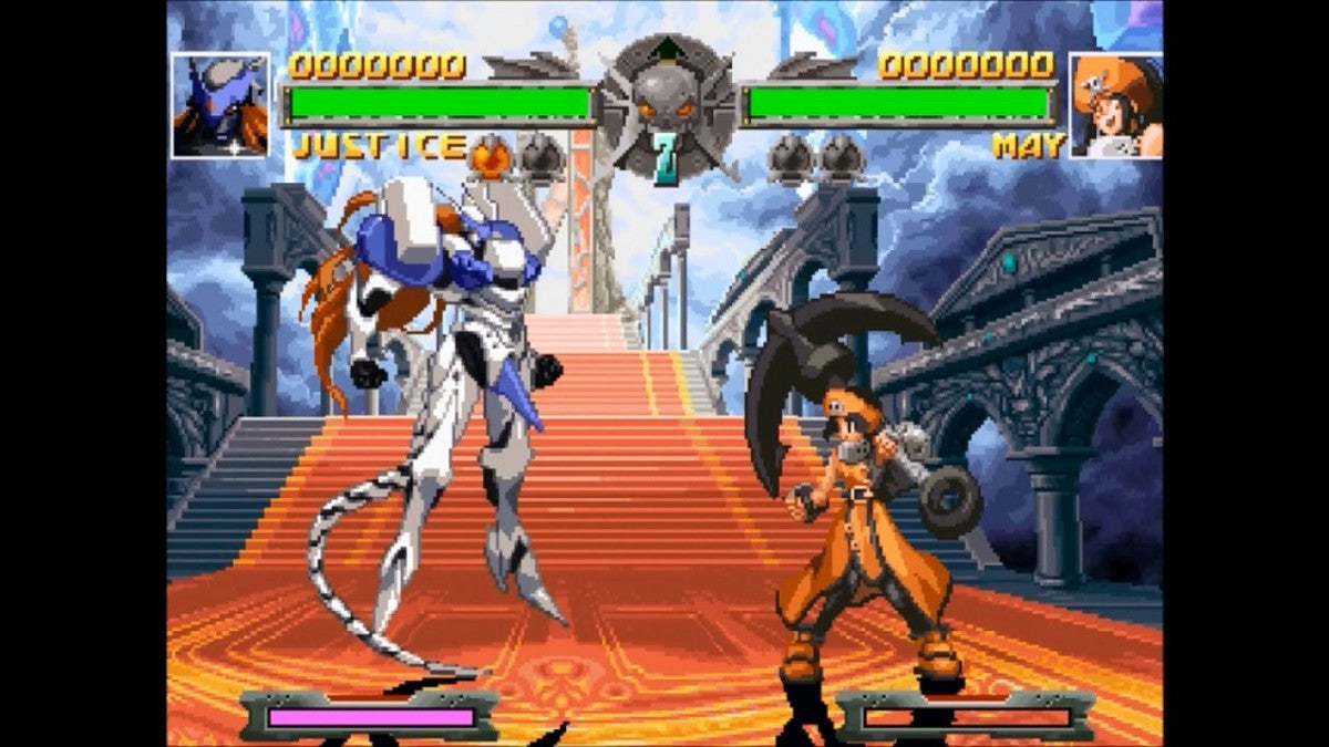 retro Guilty Gear PlayStation PS1 cover art collectible anime fighting game by Arc System Works authentic classic retro gaming title featuring fast paced arcade combat and iconic 2D battles gameplay