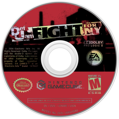 Def Jam Fight for NY Nintendo GameCube GC for fighting action video game fans featuring hip hop inspired street fighting intense hand to hand combat wrestling and martial arts styles story driven career mode character customization famous music artists multiplayer battles and urban fighting gameplay collectible gaming appeal game disc