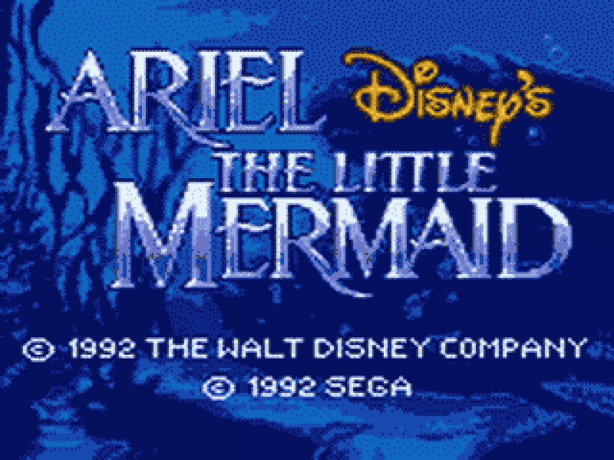 Disney's Ariel the Little Mermaid title screen for Sega Game Gear (GG) video game