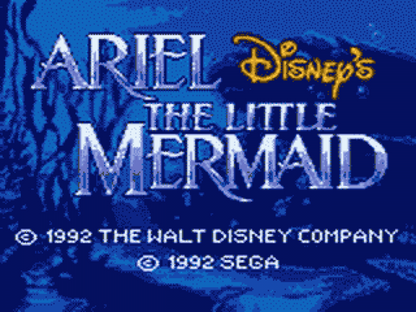 Disney's Ariel the Little Mermaid title screen for Sega Game Gear (GG) video game