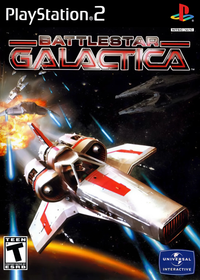 Battlestar Galactica PlayStation 2 PS2 retro video game space combat shooter cover art (2003)