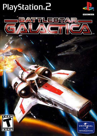 Battlestar Galactica PlayStation 2 PS2 retro video game space combat shooter cover art (2003)