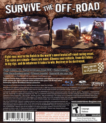 MotorStorm back cover art for PlayStation 3 (PS3) video game