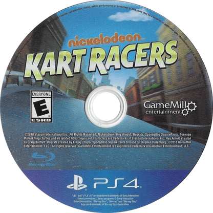 Nickelodeon Kart Racers PlayStation 4 PS4 arcade kart racing video game featuring SpongeBob SquarePants Teenage Mutant Ninja Turtles Rugrats Hey Arnold power-sliding drifting power-ups battle mode four player local multiplayer 