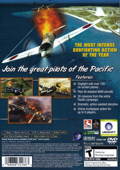 Heroes of the Pacific back cover art for PlayStation 2 (PS2) video game