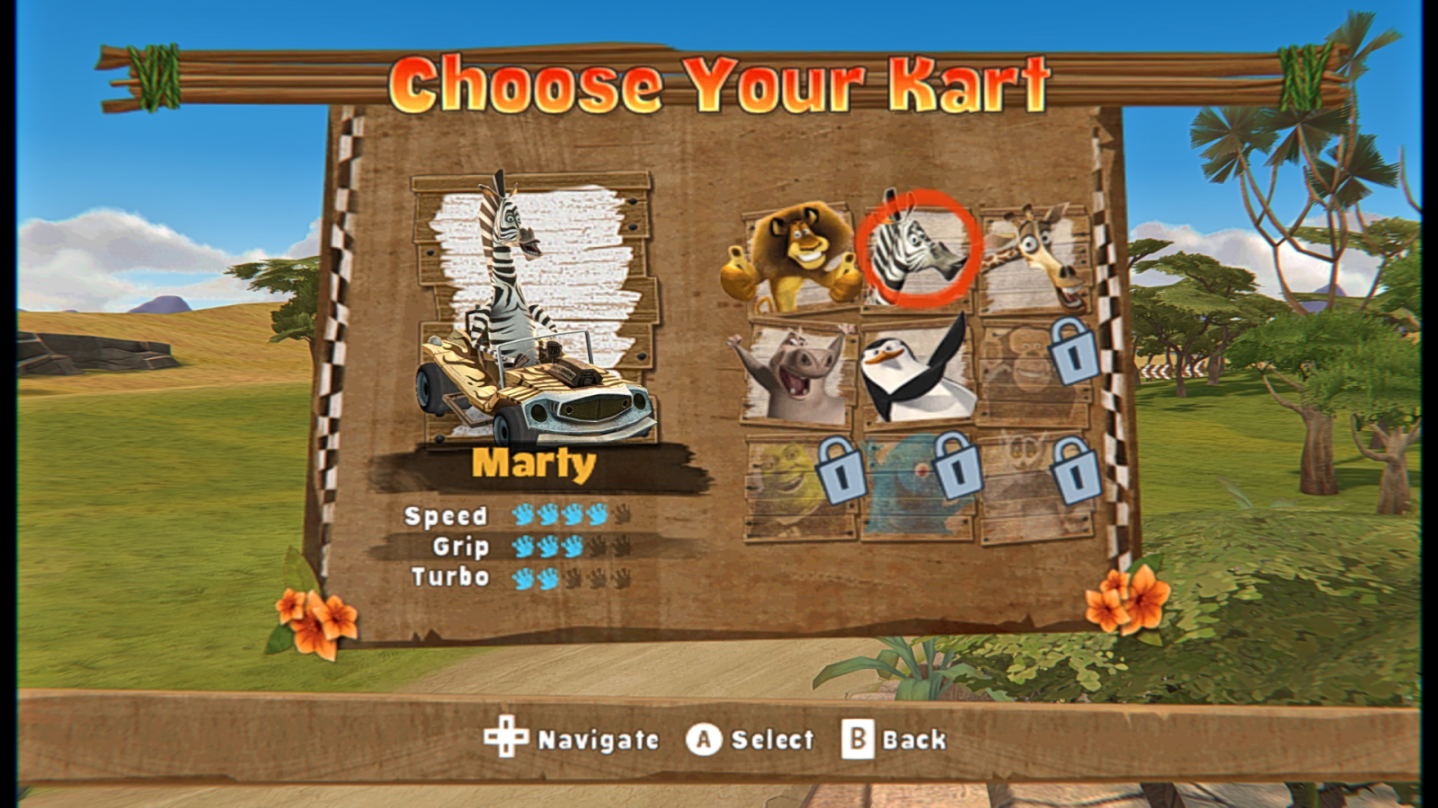 Madagascar Kartz for Nintendo Wii gameplay featuring DreamWorks characters in a family‑friendly arcade racing game.