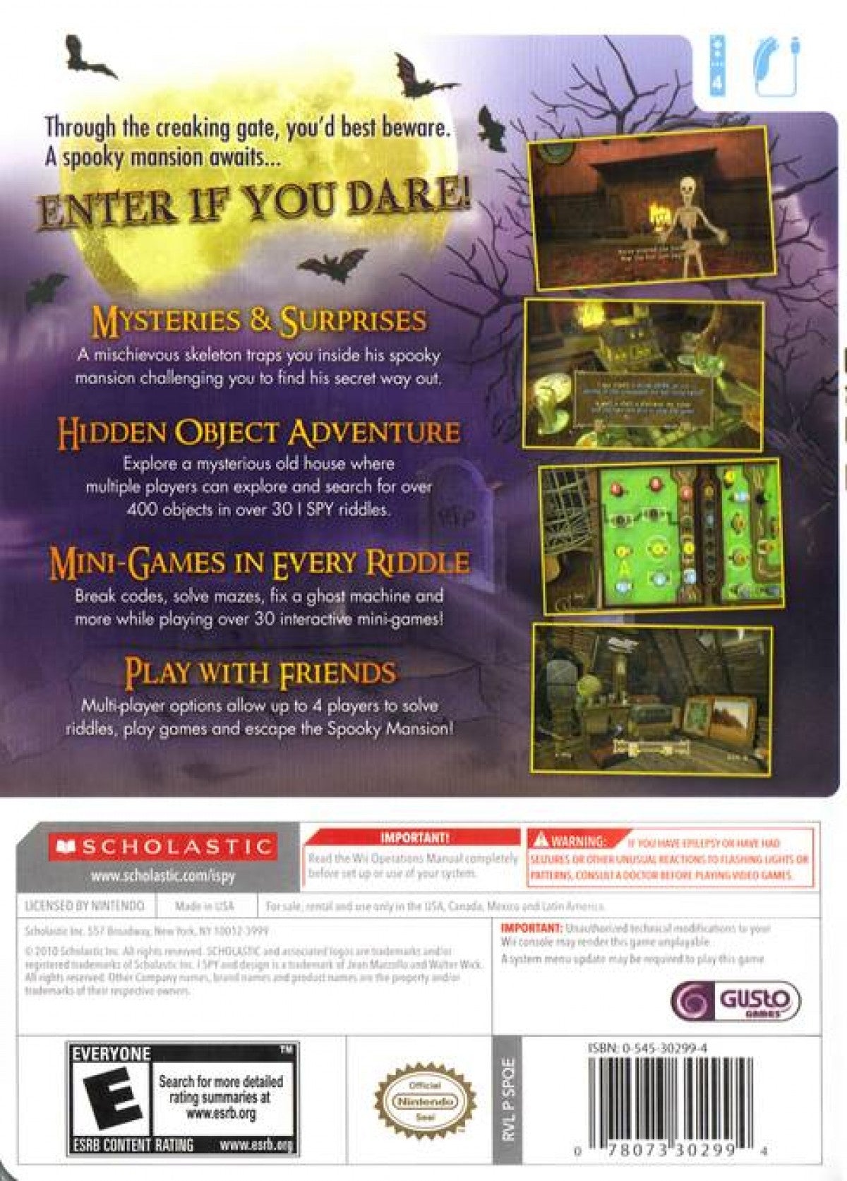 I Spy: Spooky Mansion – Nintendo Wii (Wii) hidden object puzzle adventure video game back of case
