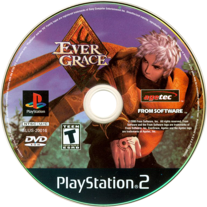 Evergrace PlayStation 2 PS2 action role playing video game featuring fantasy adventure exploration real-time combat character customization magical abilities challenging enemies mysterious environments dungeon exploration and classic PlayStation 2 PS2 gameplay collectible retro gaming appeal disc