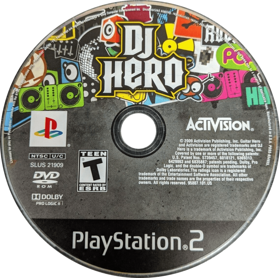 DJ Hero disc for PlayStation 2 (PS2) music rhythm DJ turntable simulation video game
