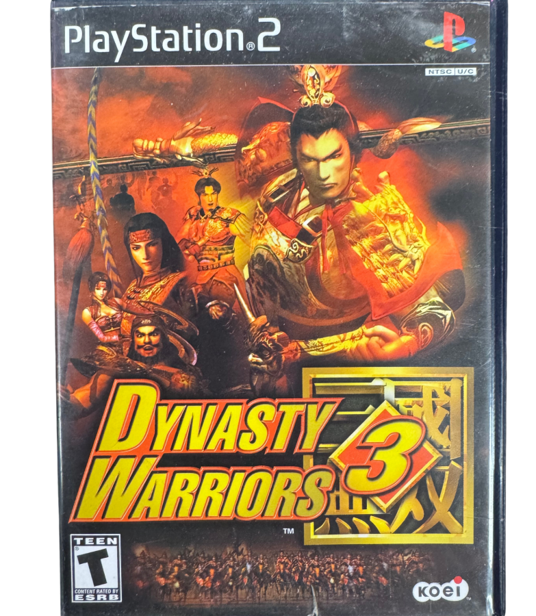 Dynasty Warriors 3 PlayStation 2 PS2 video game featuring hack and slash action gameplay Three Kingdoms historical warfare Chinese warriors legendary generals massive battlefield combat weapon attacks special Musou moves enemy armies strategic battles and classic PlayStation 2 action gameplay retro video game collection collectible gaming appeal cover art