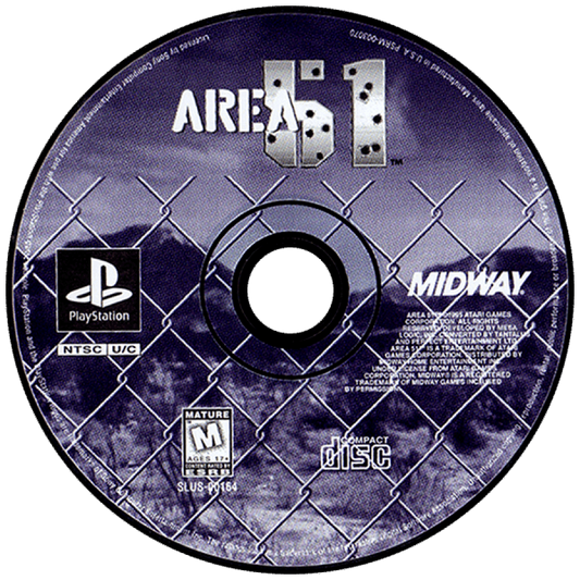 Area 51 disc for PlayStation 1 PS1 retro fps video game 