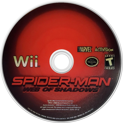Spider-Man: Web of Shadows – Nintendo Wii (Wii) action-adventure superhero combat video game disc