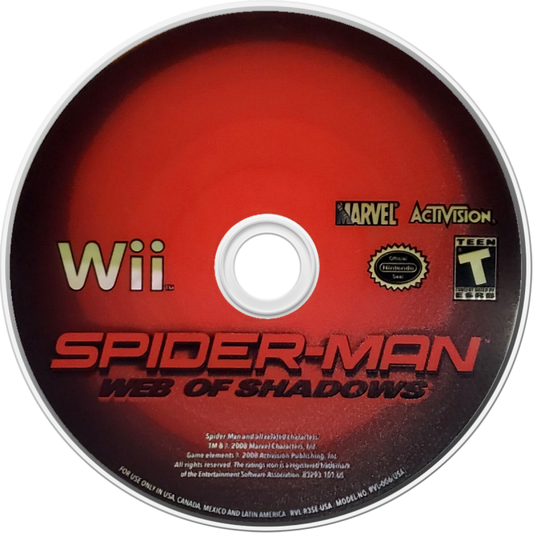 Spider-Man: Web of Shadows – Nintendo Wii (Wii) action-adventure superhero combat video game disc