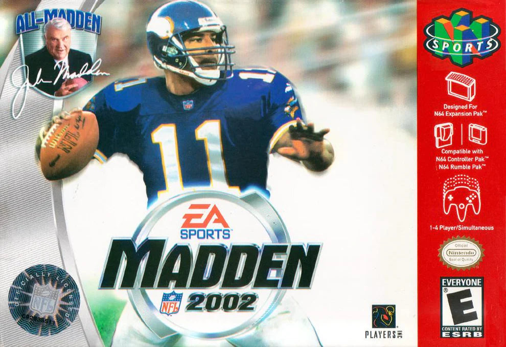 Madden NFL 2002 cover art for Nintendo 64 (N64) video game