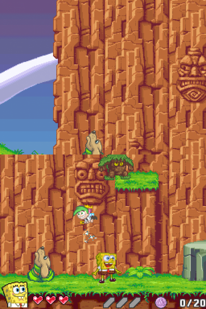 Nicktoons Battle for Volcano Island gameplay for Nintendo DS (DS) cartoon action adventure video game