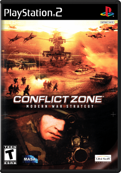 Conflict Zone Modern War Strategy PS2 PlayStation 2 real time strategy game military combat tactical warfare base building modern battlefield gameplay retro video game cover art