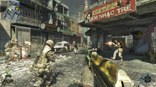 Call of Duty Black Ops Xbox 360 game featuring intense first person shooter action, cinematic Cold War storyline, and competitive multiplayer modes gameplay