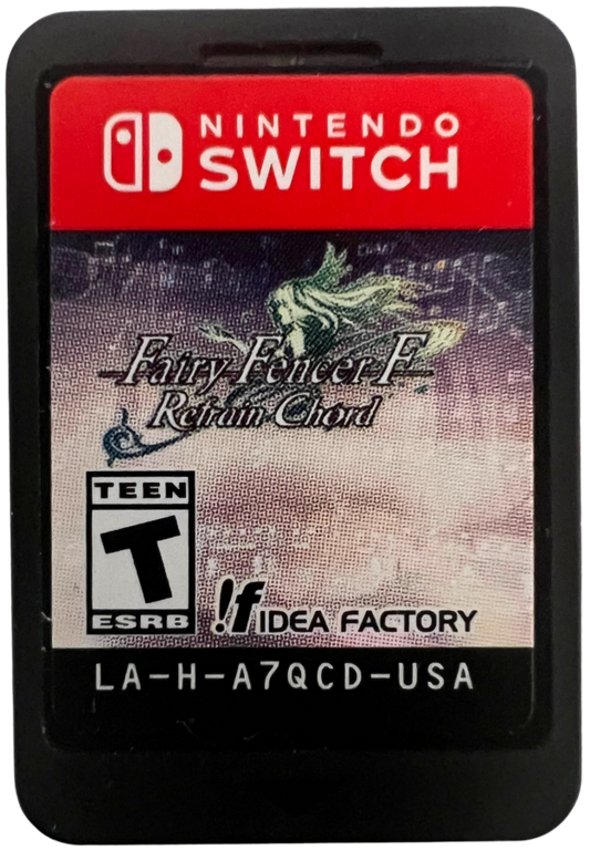 Fairy Fencer F Refrain Chord for Nintendo Switch, cartridge for a tactical role-playing video game with turn-based combat, anime-style characters, strategy gameplay, and fantasy storyline