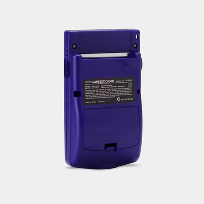 Nintendo Game Boy Color Grape console purple handheld gaming system retro portable console GBC hardware classic Nintendo handheld battery powered cartridge based gaming device vintage gaming system back view of cartridge reader and official Nintendo labels