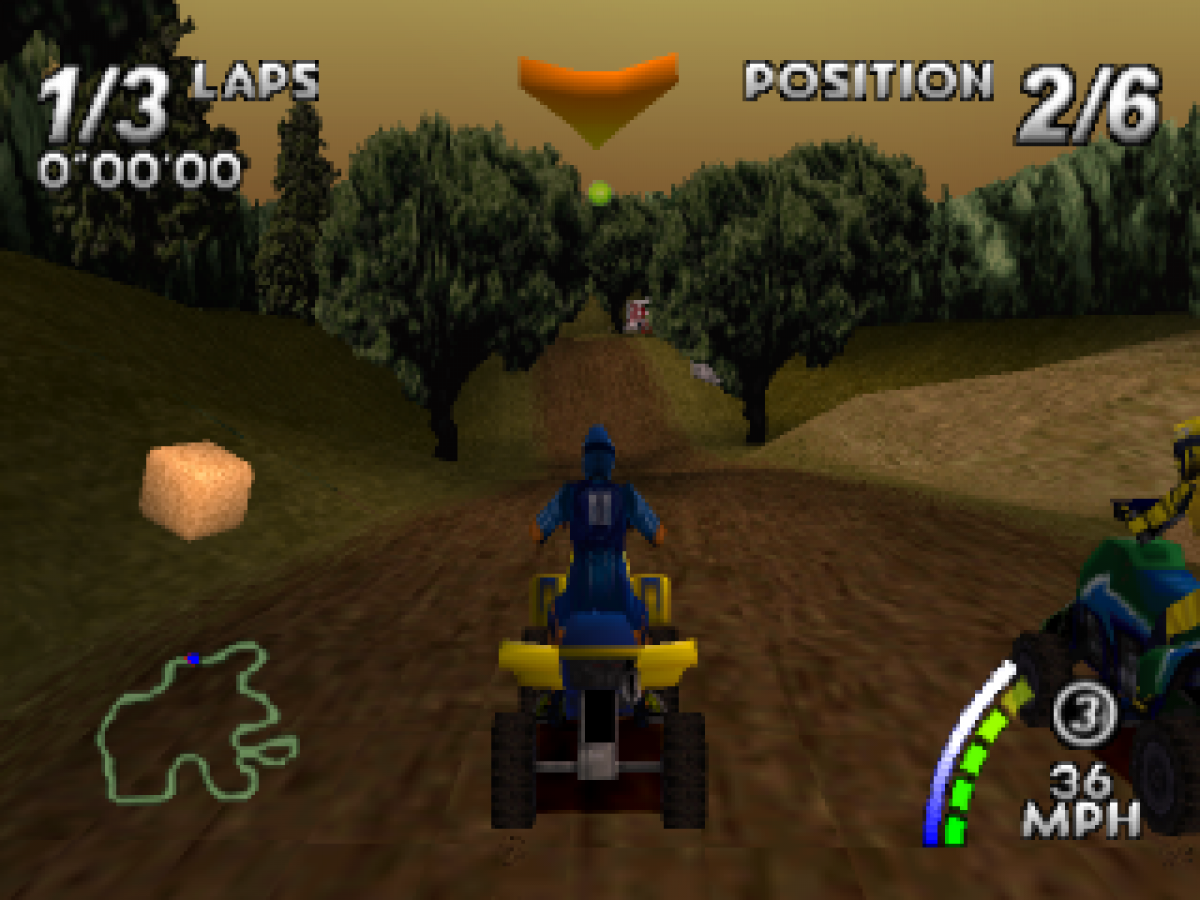 ATV Quad Power Racing retro PlayStation 1 video game featuring ATV racing gameplay, off road competition, arcade style motocross action and classic PS1 entertainment - gameplay