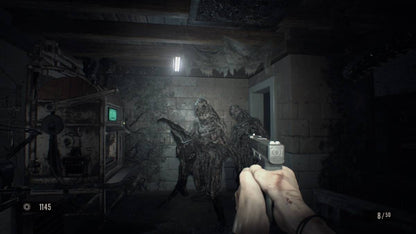 Resident Evil 7 Biohazard PlayStation Hits edition for the PlayStation 4 featuring first person survival horror gameplay with atmospheric exploration puzzle solving intense combat and a story driven experience set in the Baker family estate gameplay