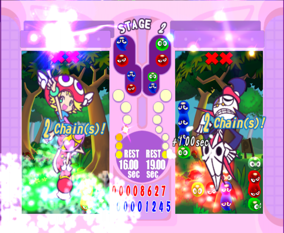 Puyo Pop Fever GameCube game featuring fast-paced puzzle gameplay, colorful anime-style visuals, and competitive multiplayer action gameplay